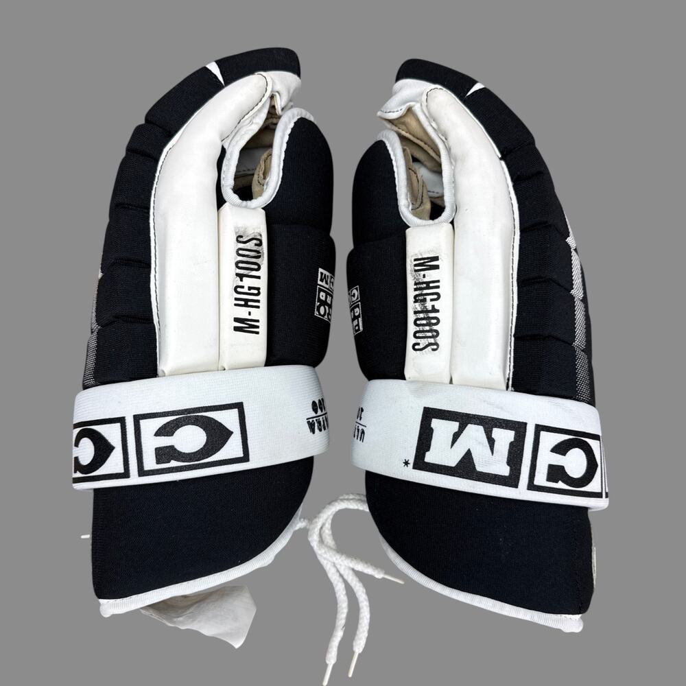 Vintage CCM Ultra 100 Pro Gard Hockey Gloves Black White M-HG100S Retro 90s